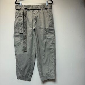 Chico's Cargo Pants Womens 1 US 8 Sage Green Excellent Belted Cropped Utility